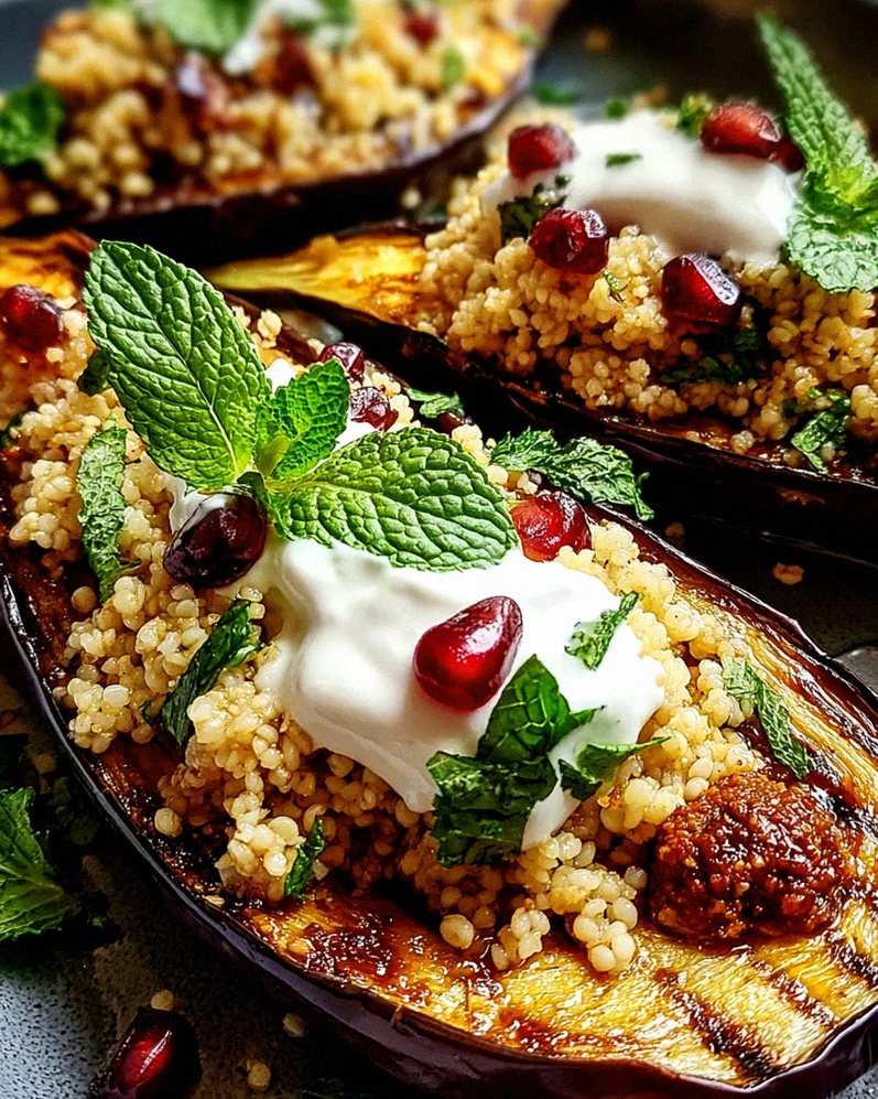 Auberginen mit Dattel-Mandel-Couscous und Minze – Schritt 2