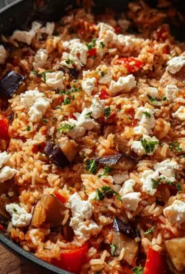 Auberginen-Reispfanne mit Feta