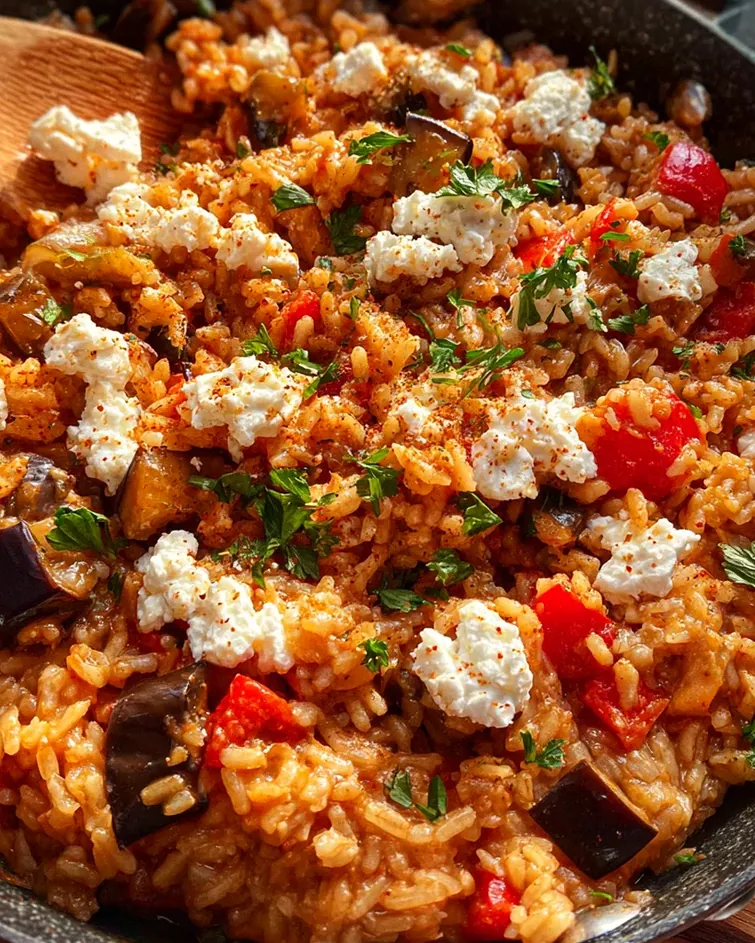 Auberginen-Reispfanne mit Feta – Schritt 2