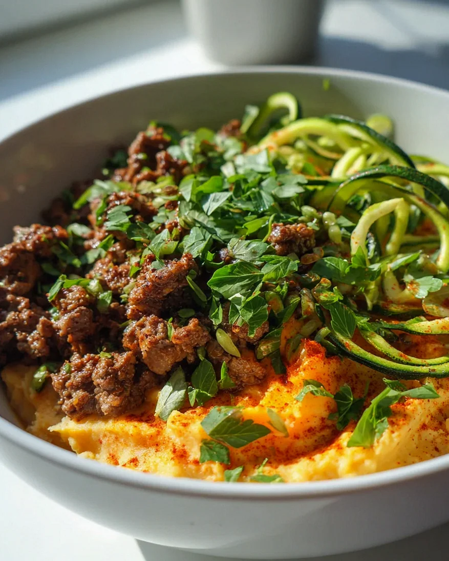 Blitzschnelle Low Carb Süßkartoffel Hackfleisch Zucchini Bowl – Schritt 2