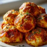 Cheesy Beef turkey pepperoni Pizza Balls mit Knoblauchbutter-Glasur