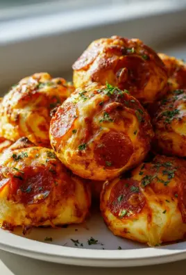 Cheesy Beef turkey pepperoni Pizza Balls mit Knoblauchbutter-Glasur