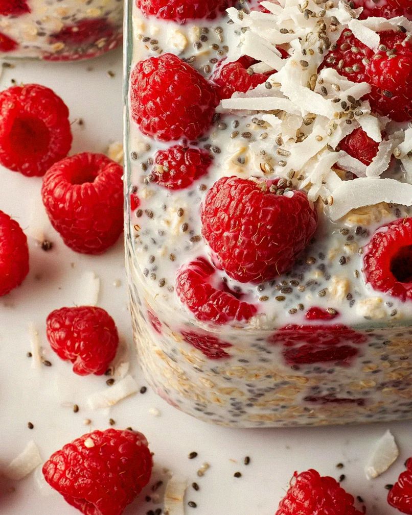 Chia Overnight Oats mit Himbeeren – Schritt 1