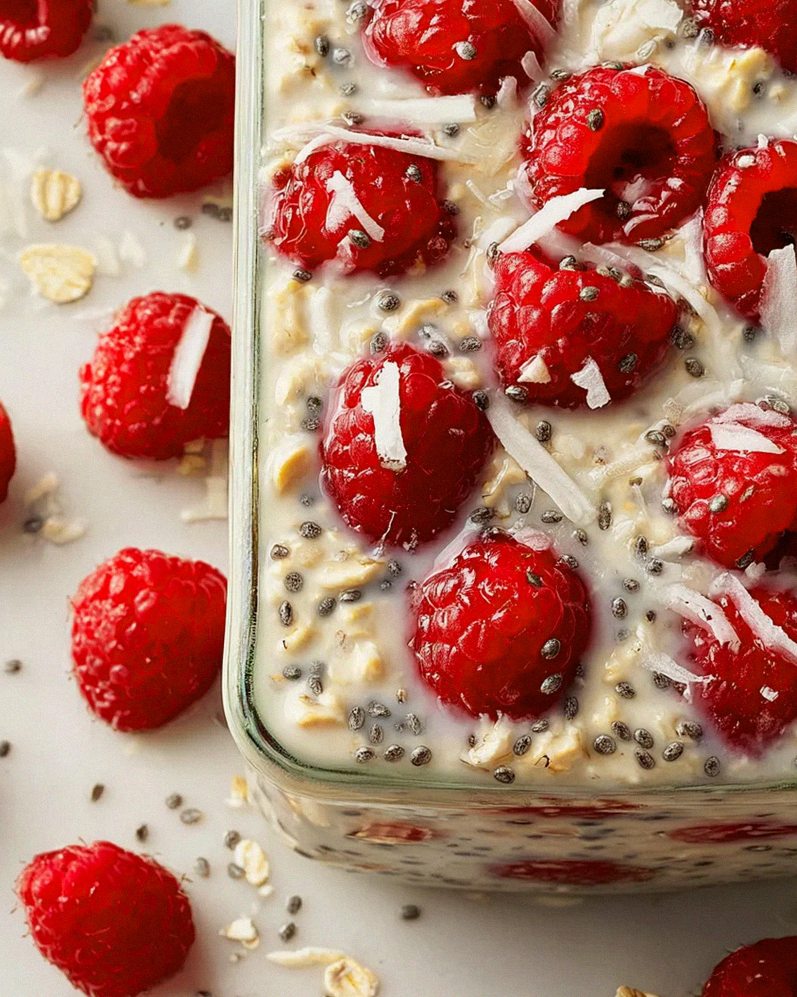 Chia Overnight Oats mit Himbeeren – Schritt 2