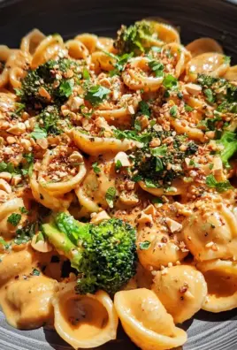 Cremige Erdnuss Brokkoli Orecchiette Pasta