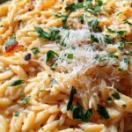 Cremige Orzo-Nudeln mit Knoblauch und Parmesan