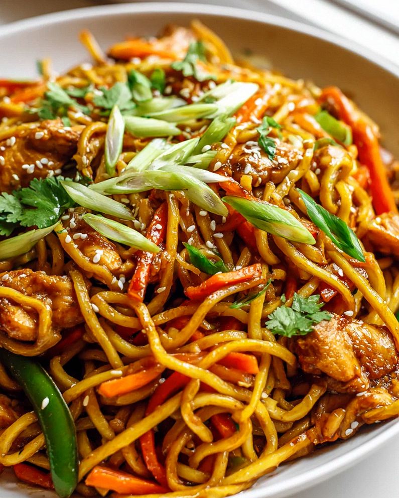 Crispy Airfryer Chicken Chow Mein Noodles
