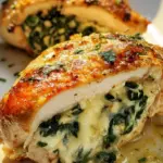 Gefüllte Hähnchenbrust mit Frischkäse und Spinat