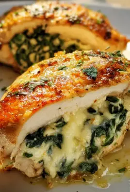 Gefüllte Hähnchenbrust mit Frischkäse und Spinat