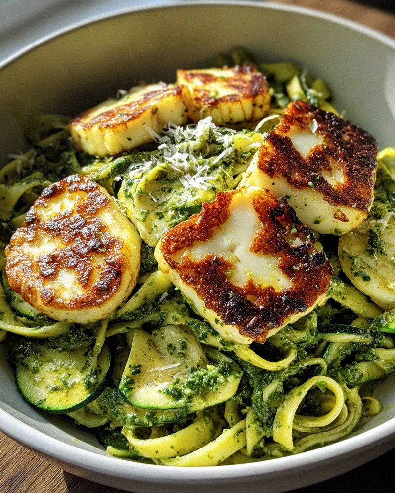 Halloumi mit Zucchini-Pesto-Nudeln – Schritt 1