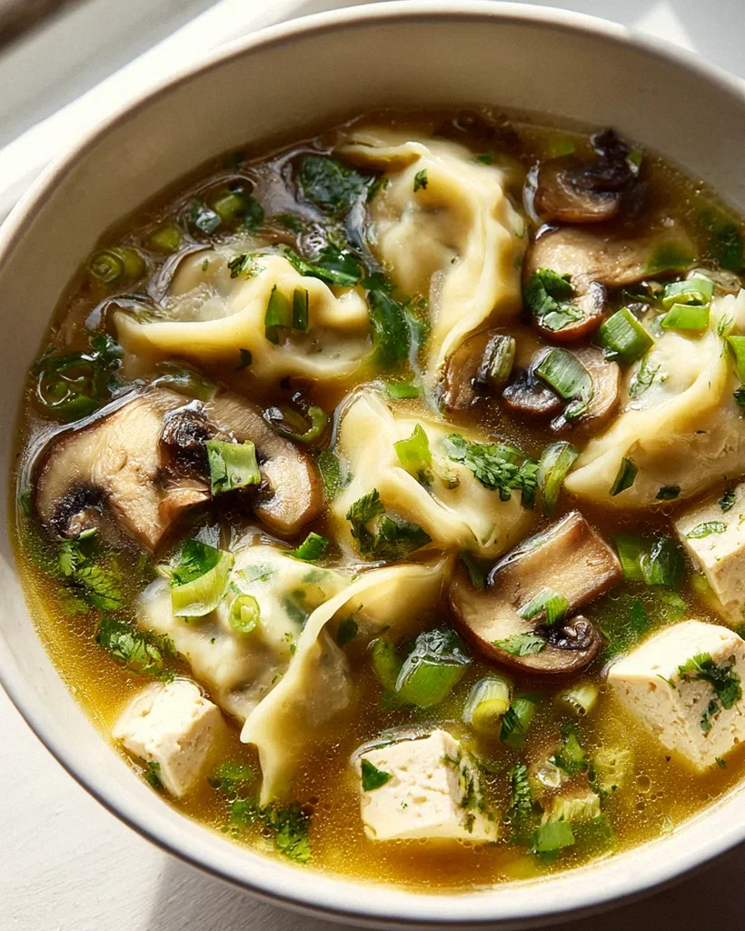Herzhafte Vegane Dumpling Suppe mit Tofu & Pilzen Rezept – Schritt 2