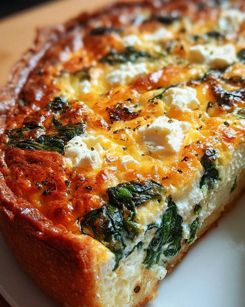 Hüttenkäse und Spinat Krustenlose Quiche