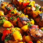 Karibische Hähnchenspieße mit Mango-Salsa