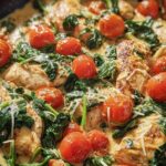 Keto Hähnchen-Spinat-Tomaten-Pfanne
