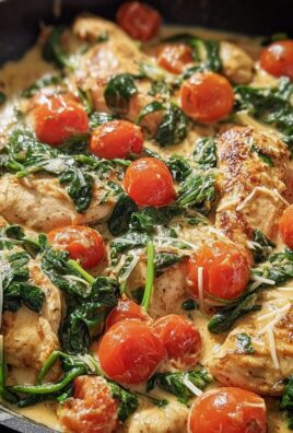 Keto Hähnchen-Spinat-Tomaten-Pfanne