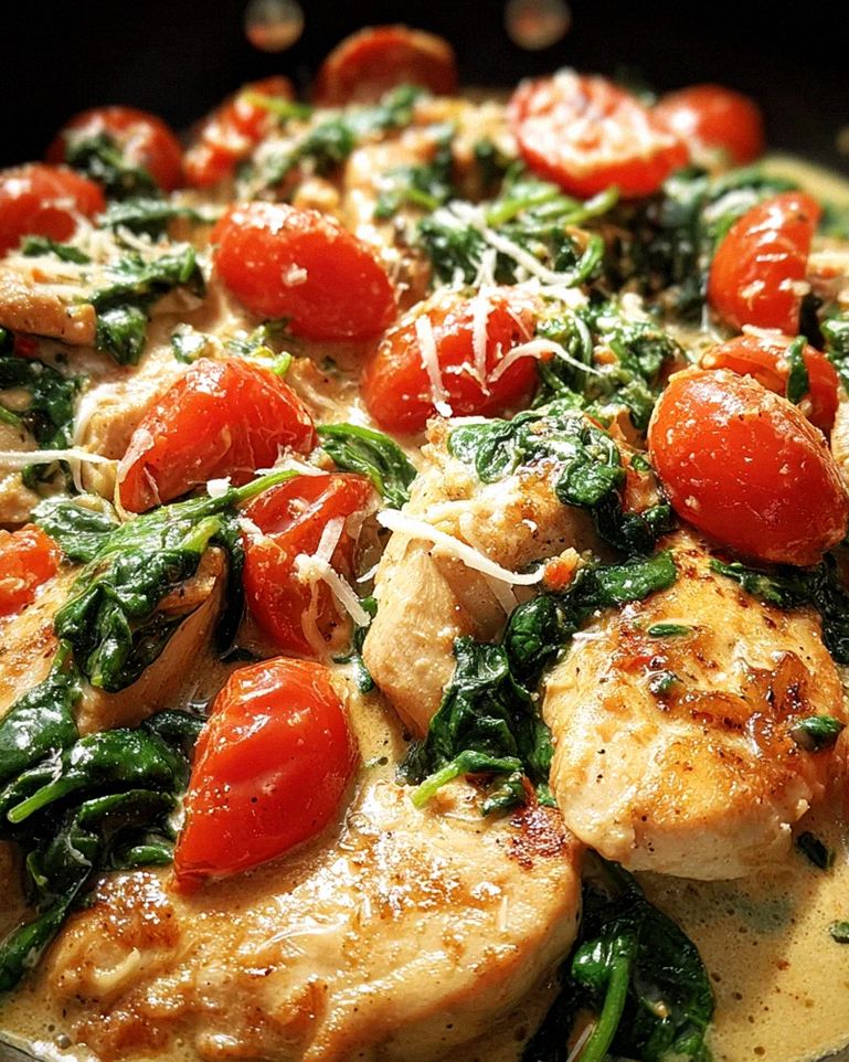 Keto Hähnchen-Spinat-Tomaten-Pfanne – Schritt 2