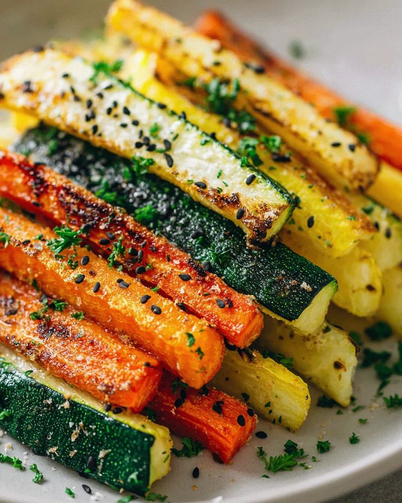 Knusprige Gemüse Sticks aus Zucchini, Kartoffeln & Karotten