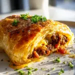 Knusprige Hackfleisch Käse Rolle mit Beef Putenspeck im Blätterteig