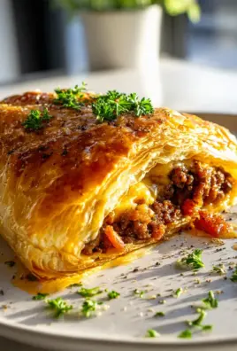 Knusprige Hackfleisch Käse Rolle mit Beef Putenspeck im Blätterteig