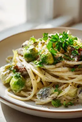Rosenkohl Pasta: Cremige Sahnesauce mit Pilzen Rezept
