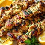 Saftige Knoblauch Zitronen Hähnchenspieße vom Grill Rezept