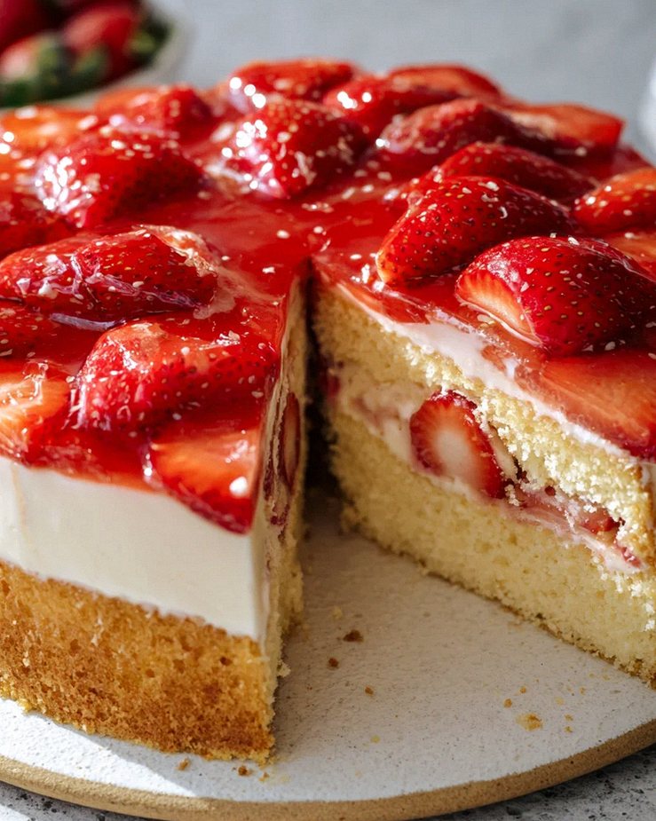 Schneller Erdbeerkuchen mit Schmand