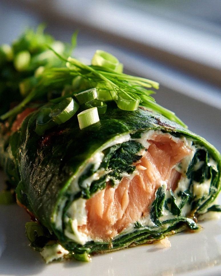 Spinat-Lachs-Rolle mit Spiegelei – Schritt 2