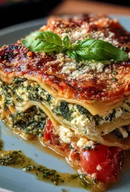 Spinatlasagne mit Feta und Tomaten