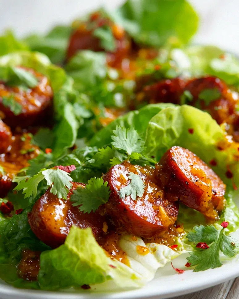 Sweet And Spicy Currywurst-Lettuce Wraps für Genießer – Schritt 1
