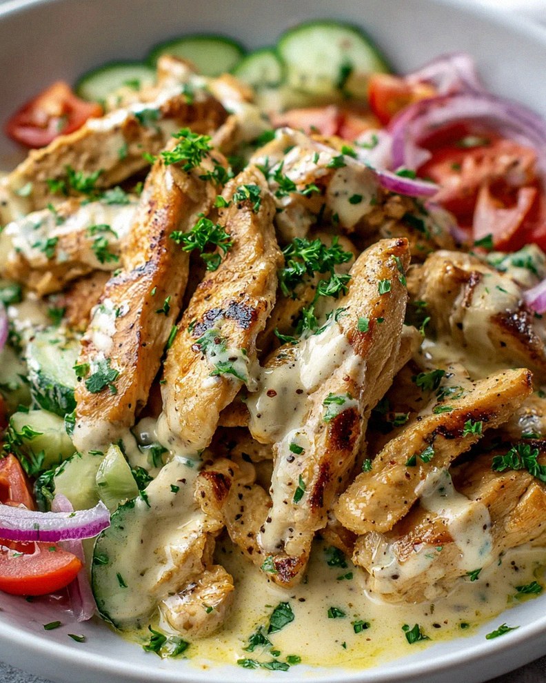 Ultimatives Hähnchen Gyros: Cremige Sauerrahmsauce genießen – Schritt 1