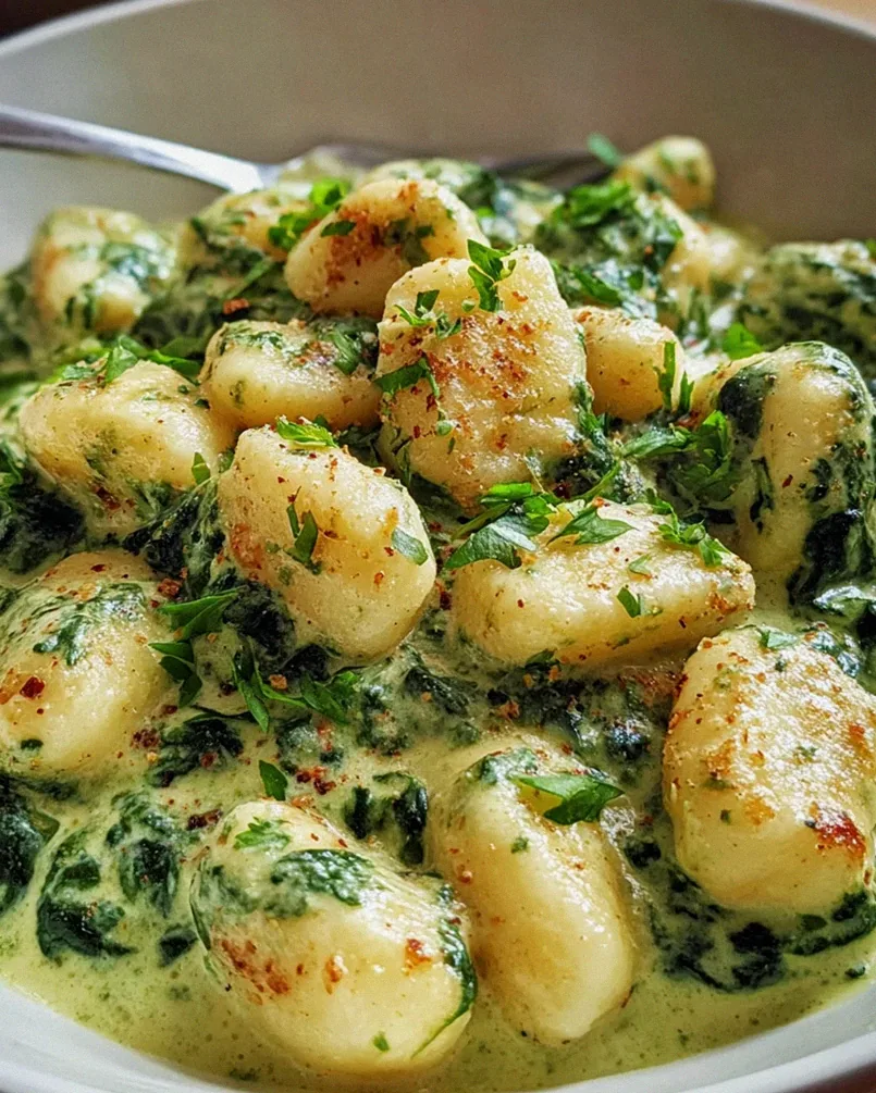 Vegane Gnocchi mit cremiger Spinatsauce