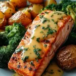 Zitronenbutterlachs mit knusprigen Kartoffeln und Brokkoli