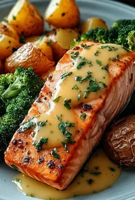 Zitronenbutterlachs mit knusprigen Kartoffeln und Brokkoli