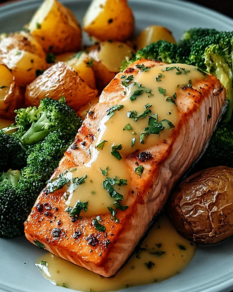 Zitronenbutterlachs mit knusprigen Kartoffeln und Brokkoli