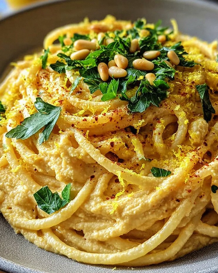 Zitronige Hummus-Pasta – Schritt 1